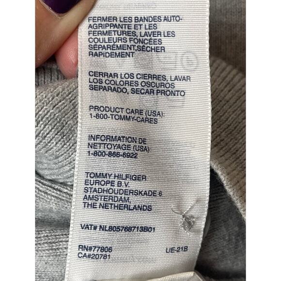 Tommy Hilfiger Grey V-Neck Knit Cardigan Sweater Women's Size L - Picture 5 of 5